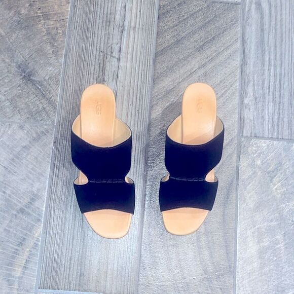 UGG black suede leather 2.5” wedge sandals - Picture 2 of 5